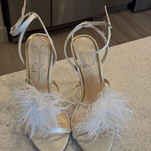 Giuseppe Zanotti White Feathered High Heels